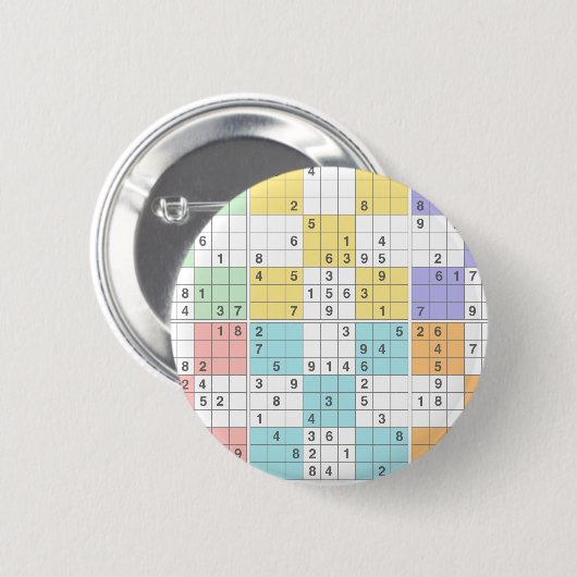 pastel sudoku ronde button 5,7 cm (Voorkant /achterkant)