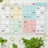 pastel sudoku theedoek (Gevouwen)