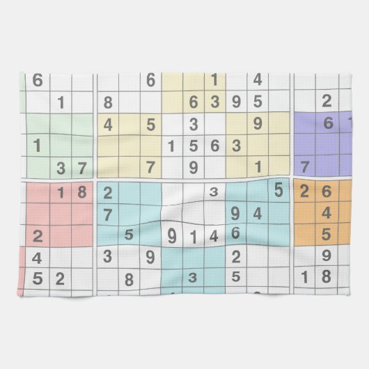 pastel sudoku theedoek (Horizontaal)