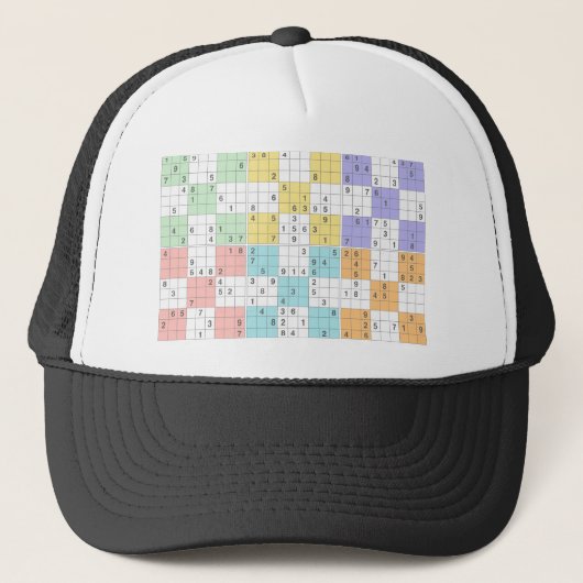 pastel sudoku trucker pet (Voorkant)