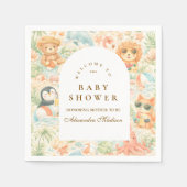 Pastel Summer Animals Baby Shower Servet (Voorkant)