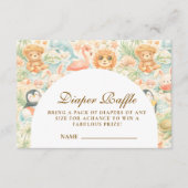 Pastel Summer Animals Diapper Raffle Informatiekaartje (Voorkant)