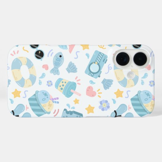 Pastel Summer Beach Pattern  Case-Mate iPhone Case (Achterkant (horizontaal))