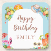 Pastel Summer Birthday Party Bier Onderzetter (Voorkant)