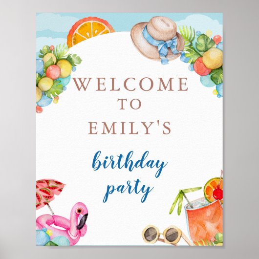 Pastel Summer Birthday Party Poster (Voorkant)
