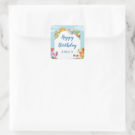 Pastel Summer Birthday Party Vierkante Sticker
