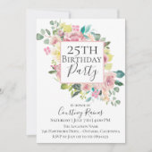 Pastel Summer Floral Birthday Party Invitation Kaart (Voorkant)