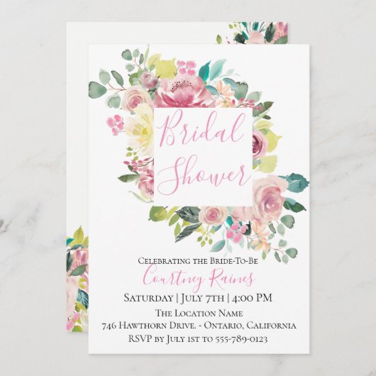 Pastel Summer Floral Bridal Shower Kaart (Voorkant / Achterkant)