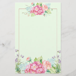 Pastel Summer Flowers and Pink Line Border Briefpapier