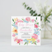 Pastel Summer Pink Yellow Florence Baby shower Kaart (Staand voorkant)