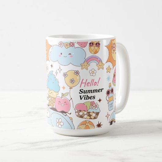 Pastel Summer Vibes Koffiemok (Voorkant rechts)