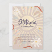 Pastel Sun Pink Girl Birthday Invitation Kaart (Voorkant)