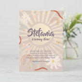 Pastel Sun Pink Girl Birthday Invitation Kaart (Staand voorkant)