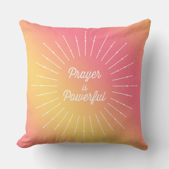 Pastel Sun Ray Prayer is krachtig Christelijk Kussen (Voorkant)