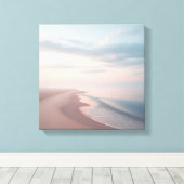 Pastel Sunrise Beach Canvas, Serene Morning Ocean  Canvas Afdruk (Insitu (Houten vloer))