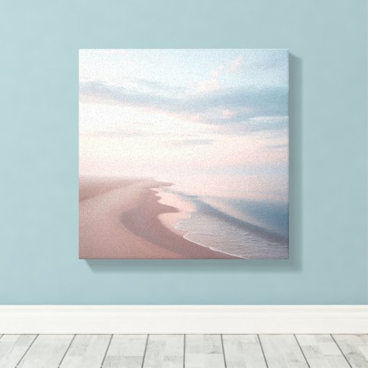 Pastel Sunrise Beach Canvas, Serene Morning Ocean Canvas Afdruk (Insitu (Houten vloer))