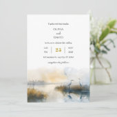 Pastel Sunrise Seaside Salt Marsh Beach Huwelijk Kaart (Staand voorkant)