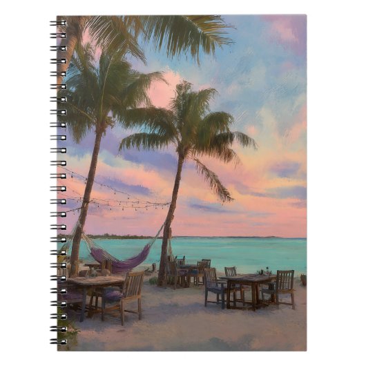 Pastel Sunset Beach Hammock Paradise Art Notitieboek (Voorkant)