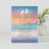Pastel Sunset Beach Ocean Baby shower Kaart (Staand voorkant)