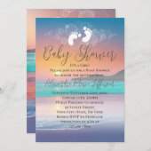 Pastel Sunset Beach Ocean Baby shower Kaart (Voorkant / Achterkant)
