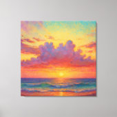 Pastel Sunset Beach - Painterly Style Seascape Canvas Afdruk (Voorkant)