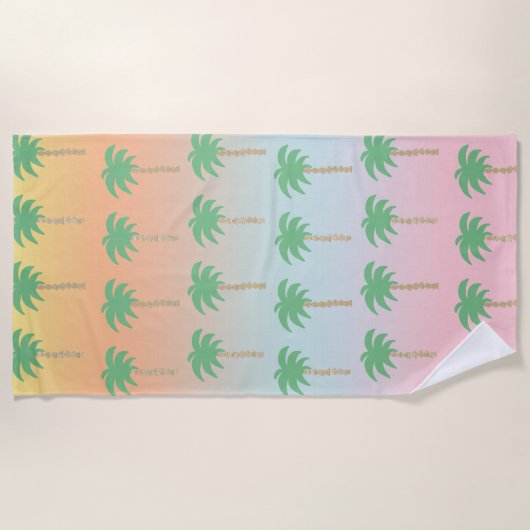 Pastel Sunset Palm Tree Ombre Gradient Strandlaken (Voorkant)