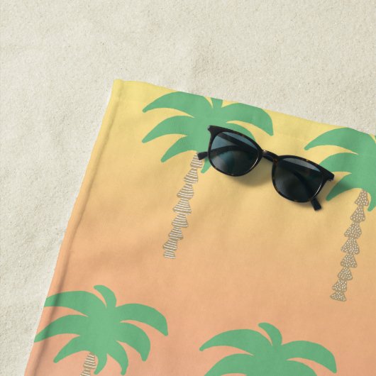 Pastel Sunset Palm Tree Ombre Gradient Strandlaken (In situ)