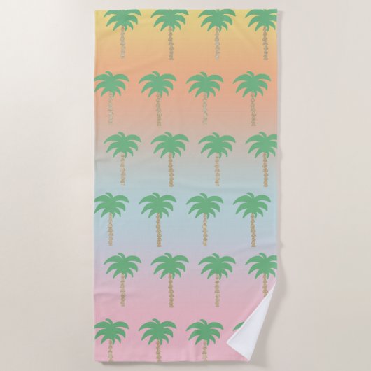 Pastel Sunset Palm Tree Ombre Gradient Strandlaken (Voorkant)