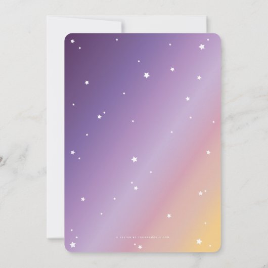 Pastel Sunset Script and Stars Graduparty Kaart (Achterkant)