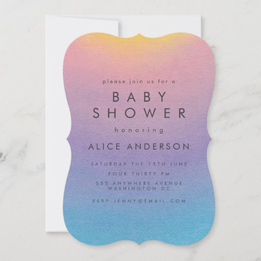 Pastel Sunset Waterverf Ombre Baby shower Kaart (Voorkant)