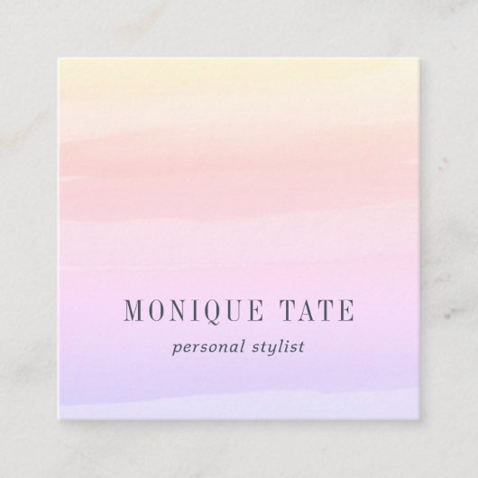 Pastel Sunset Waterverf Vierkante Visitekaartje (Voorkant)