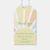 Pastel Sunshine Dank je Birthday Party Cadeaulabel (Voorkant)