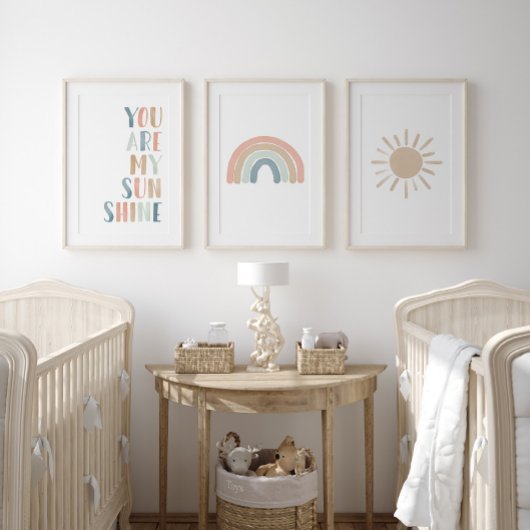 Pastel Sunshine Rainbow Sun Meisje Kinderkamer Dec Muurkunst Sets