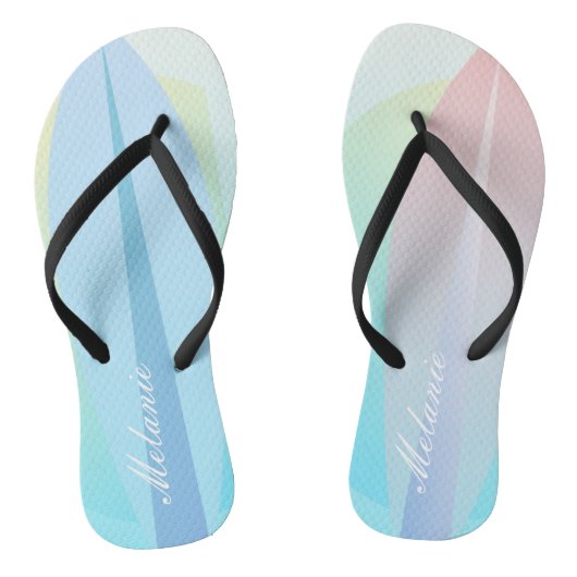 Pastel Surfboard roze Blue Name Patroon Teenslippers (Voetbed)