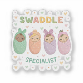 Pastel Swaddled Babies Cute Nursery Art Sticker