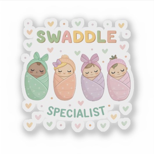 Pastel Swaddled Babies Cute Nursery Art Sticker (Voorkant)