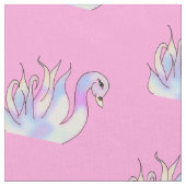 Pastel Swans Hand Drawn Art Fabric Stof (Close Up)