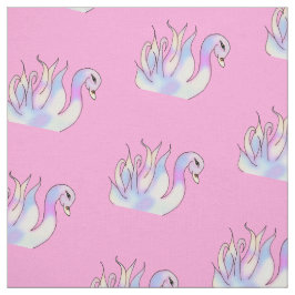 Pastel Swans Hand Drawn Art Fabric Stof