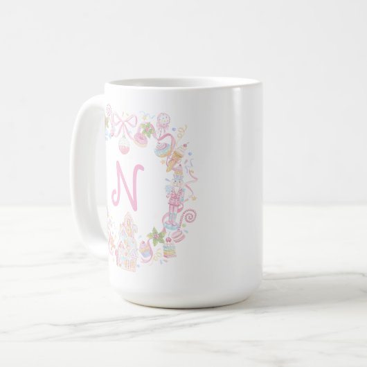 Pastel Sweet Holiday Treats Monogram Crest  Koffiemok (Voorkant links)