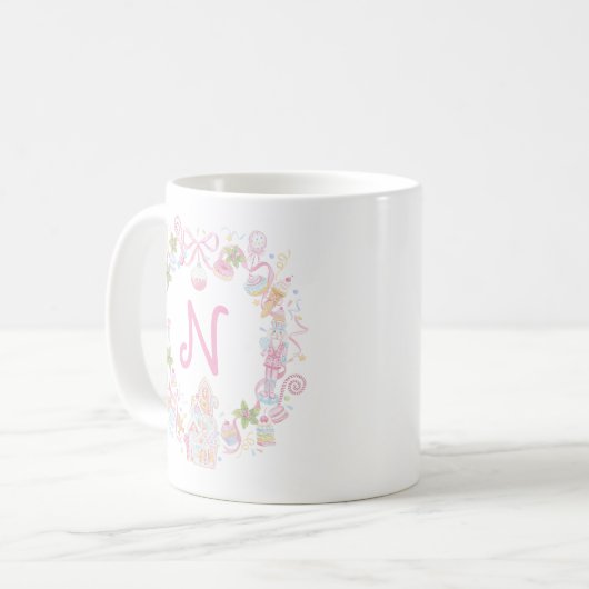 Pastel Sweet Holiday Treats Monogram Crest  Koffiemok (Voorkant links)