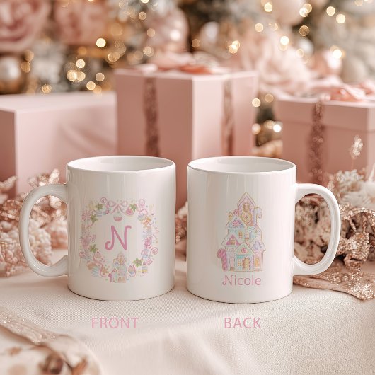 Pastel Sweet Holiday Treats Monogram Crest  Koffiemok