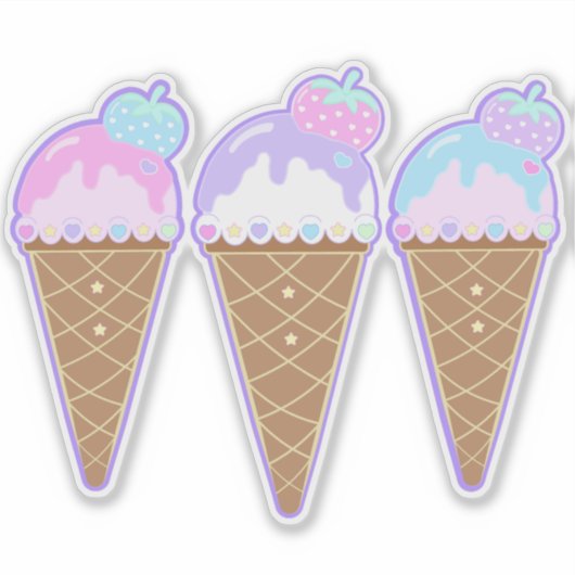 pastel Sweet Ice Cream Sticker (Voorkant)