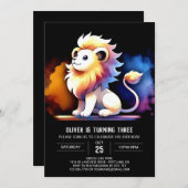 Pastel Sweet Lion Verjaardag Kaart (Voorkant / Achterkant)