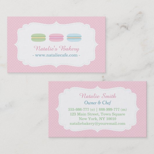 Pastel Sweet Macarons Patisserie Visitekaartjes (Voorkant / Achterkant)