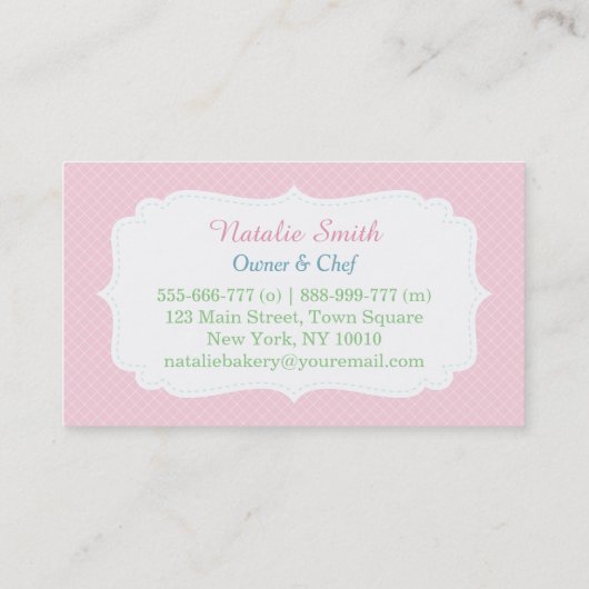 Pastel Sweet Macarons Patisserie Visitekaartjes (Achterkant)