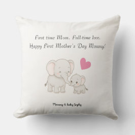 Pastel Sweet Mama Olifant en Kind - Kussen