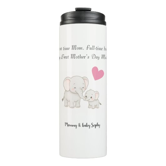 Pastel Sweet Mama Olifant en Kind - Thermosbeker (Voorkant)