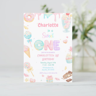 Pastel Sweet One Watercolor Verjaardagsfeestje Kaart