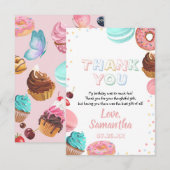 Pastel Sweet Snoep Lolipop Cupcake Donut Birthday Bedankkaart (Voorkant / Achterkant)