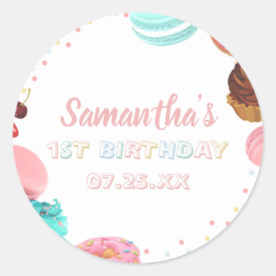 Pastel Sweet Snoep Lolipop Cupcake Donut Birthday Ronde Sticker